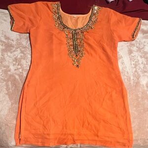 Embroidered Orange Tunic